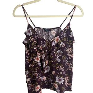 American Eagle Floral Print Ruffled Tank Top Flowy Feminine Size Small Summer